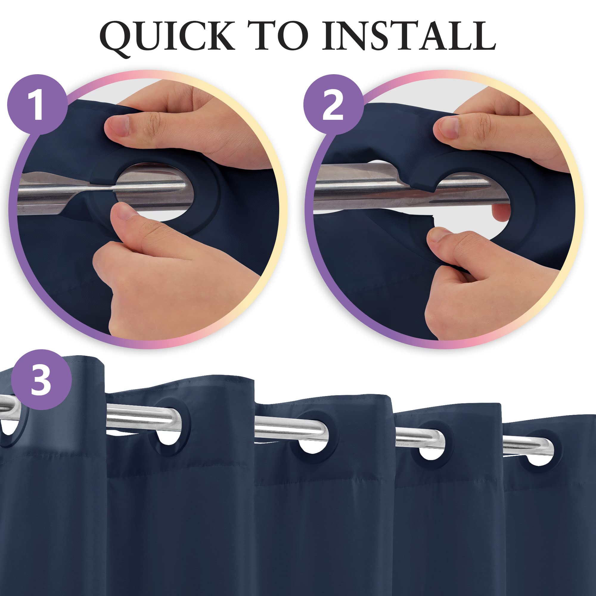 River Dream Stall Size No Hook Navy Blue Shower Curtain Soft Microfiber - 36 '' Wide Small Fabric Shower Curtain Set For Narrow